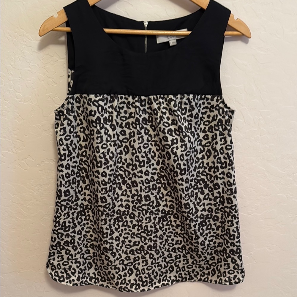 Black and White Leopard Print Sleeveless Top
